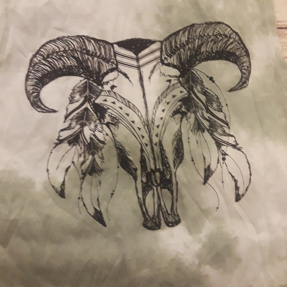 Fifth Sun Tie Dye Boho Cow Skull T-Shirt Tank (M) - Picture 3 of 4